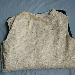 Black and white dress with embroidered white area